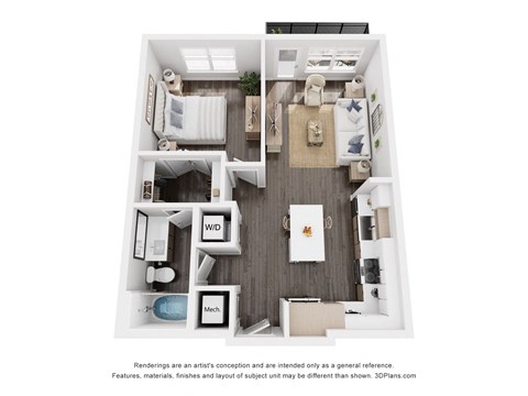 a 1 bedroom floor plan with a bathroom and a living room